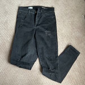 Gap Black Distressed High Rise Skinny Jean